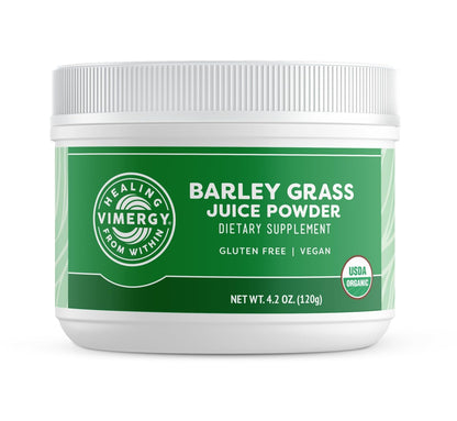 Vimergy Barley Grass Juice Powder Dietary Supplement - 4g per Serving (62 Servings) – Clean Superfood – Promotes Cardiovascular Health* – Organic, Vegan & Gluten-Free – Regular Size 250g