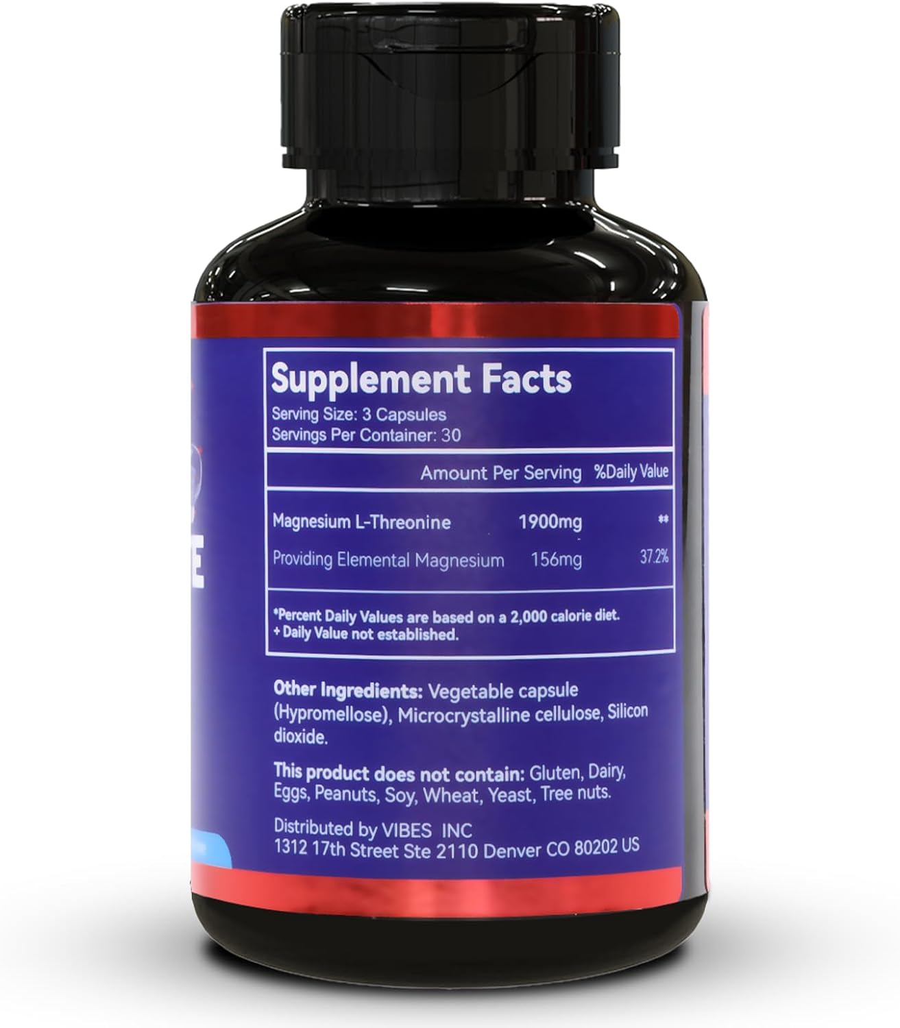 Magnesium L-Threonine, High Absorption Magnesium Supplement,90 Capsules | 1900mg Magnesium Threonine,Gluten Free,Vegan Capsules, 30 Day Supply