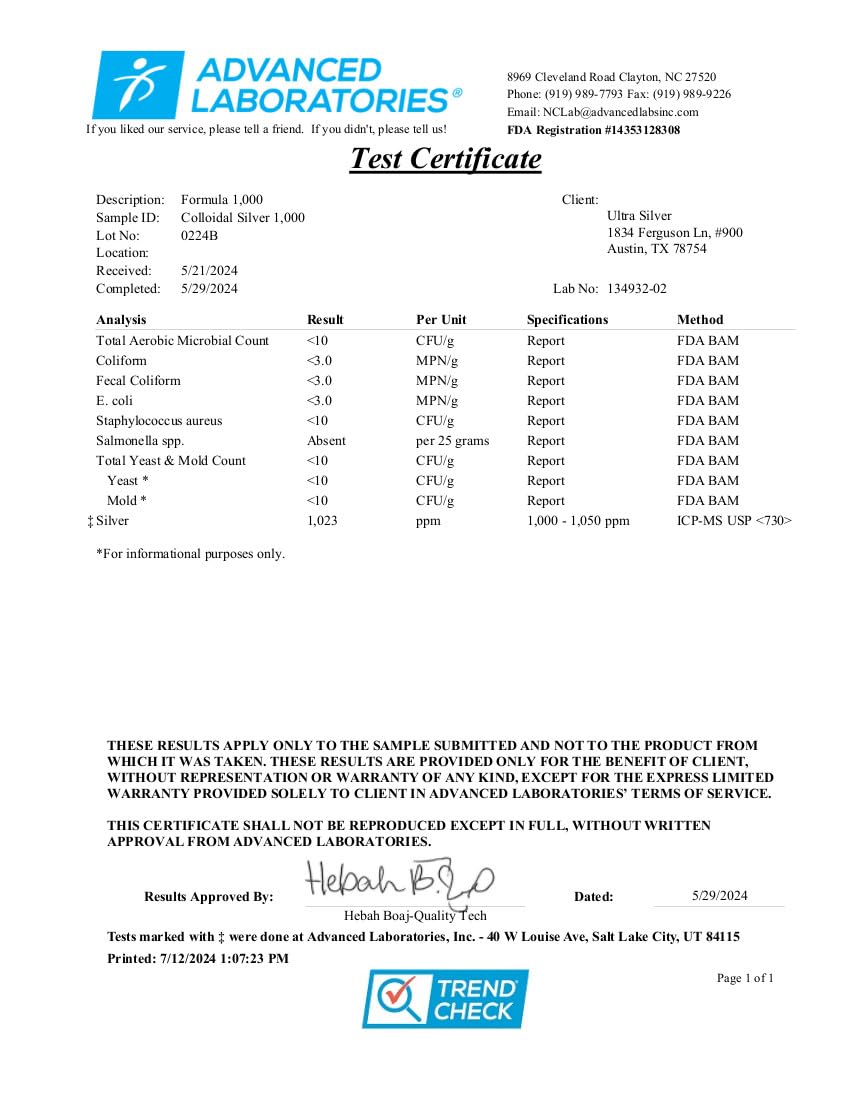 Ultra Silver® Colloidal Silver | 1,000 PPM, 4 Oz (118mL) | Mineral Supplement | True Colloidal Silver - with Dropper