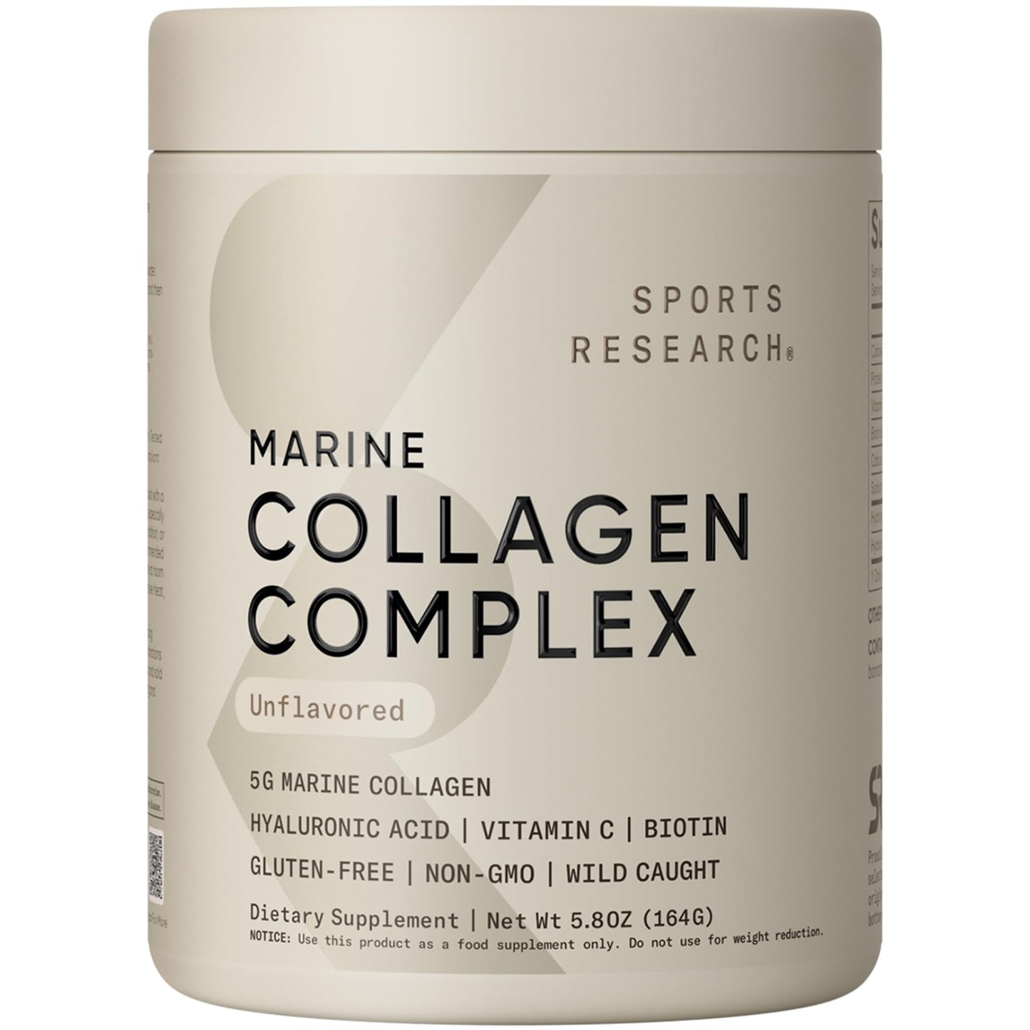 Sports Research Marine Collagen Peptides Powder - Sourced from Wild-Caught Fish, Pescatarian Friendly, Keto Certified & Non-GMO Tested - Easy to Mix in Water or Juice! (34 Servings)