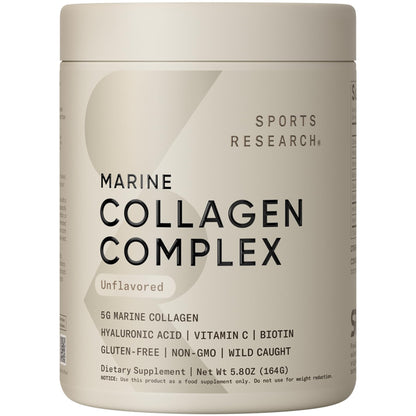 Sports Research Marine Collagen Peptides Powder - Sourced from Wild-Caught Fish, Pescatarian Friendly, Keto Certified & Non-GMO Tested - Easy to Mix in Water or Juice! (34 Servings)