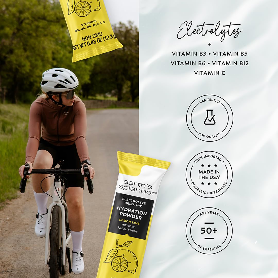 Earth's Splendor Electrolytes Powder Packets Sugar Free White Peach Hydration Sticks with Essential Vitamins for Energy & Sports Performance Travel-Friendly Single-Serve Packets for Daily Use 10 Pack