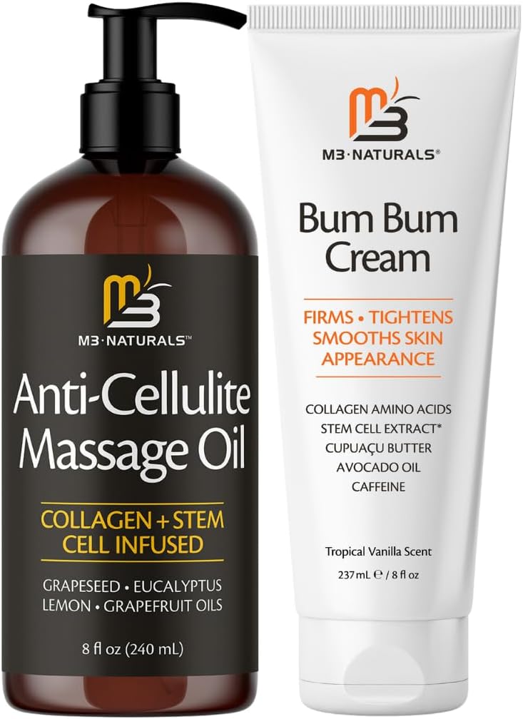 Anti Cellulite Body Massage Oil and Bum Bum Cream Bundle by M3