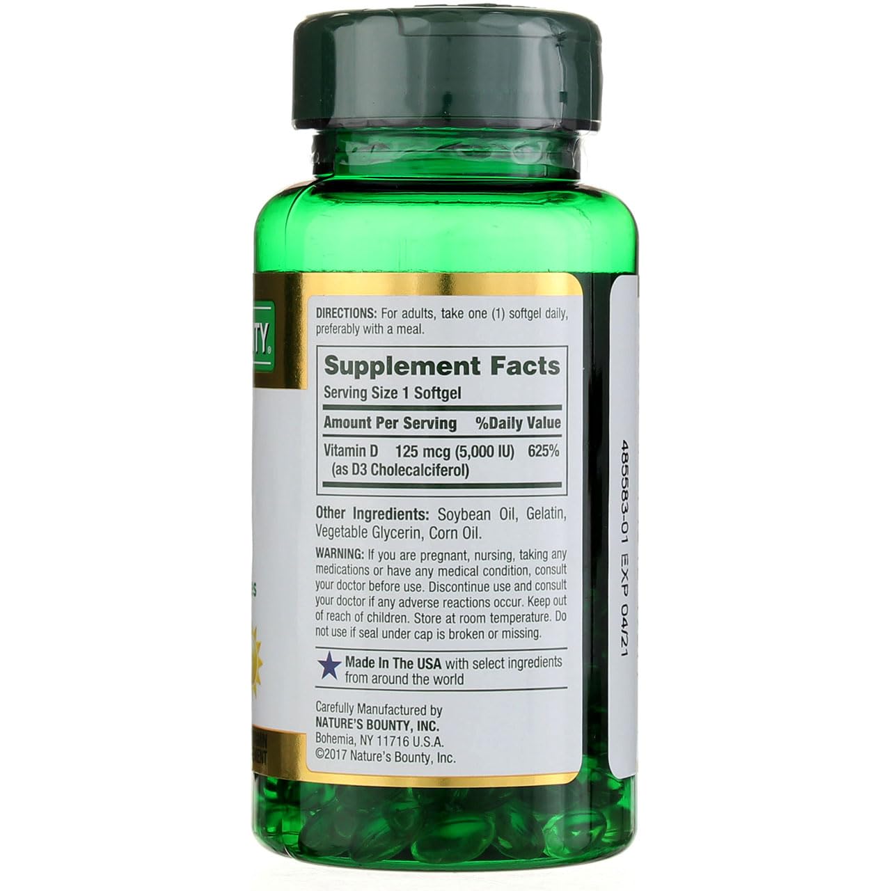 Nature's Bounty Immune Health Vitamin D3 5000 iu, Rapid Release 400 Softgels