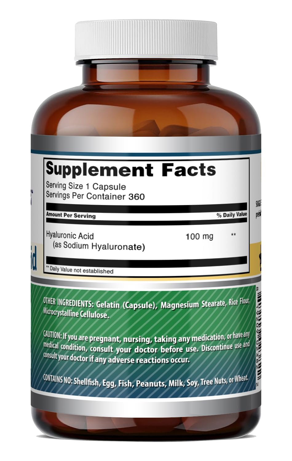 Amazing Formulas Hyaluronic Acid 100 Mg Supplement | Capsules | Non-GMO | Gluten-Free | Made in USA (1 Pack, 360 Count)