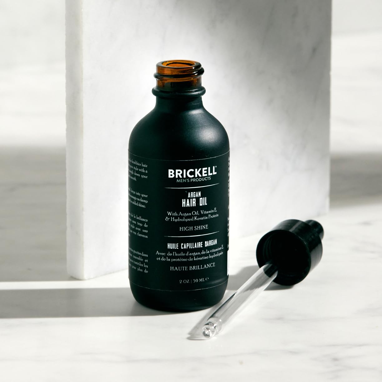 Brickell Men's Argan Oil for Hair, Lightweight Hair Oil Treatment For Men, With Argan Oil, Hydrolyzed Proteins, and Vitamin E, 2 Ounce, Scented