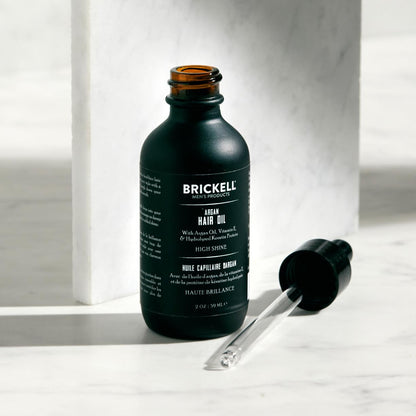 Brickell Men's Argan Oil for Hair, Lightweight Hair Oil Treatment For Men, With Argan Oil, Hydrolyzed Proteins, and Vitamin E, 2 Ounce, Scented