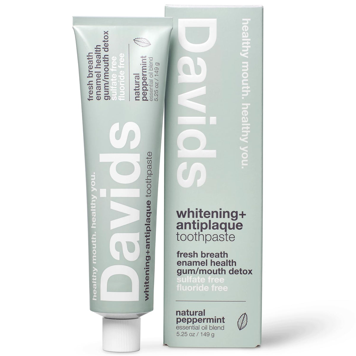 Davids Fluoride Free Toothpaste Teeth Whitening SLS Free Peppermint 5.25oz