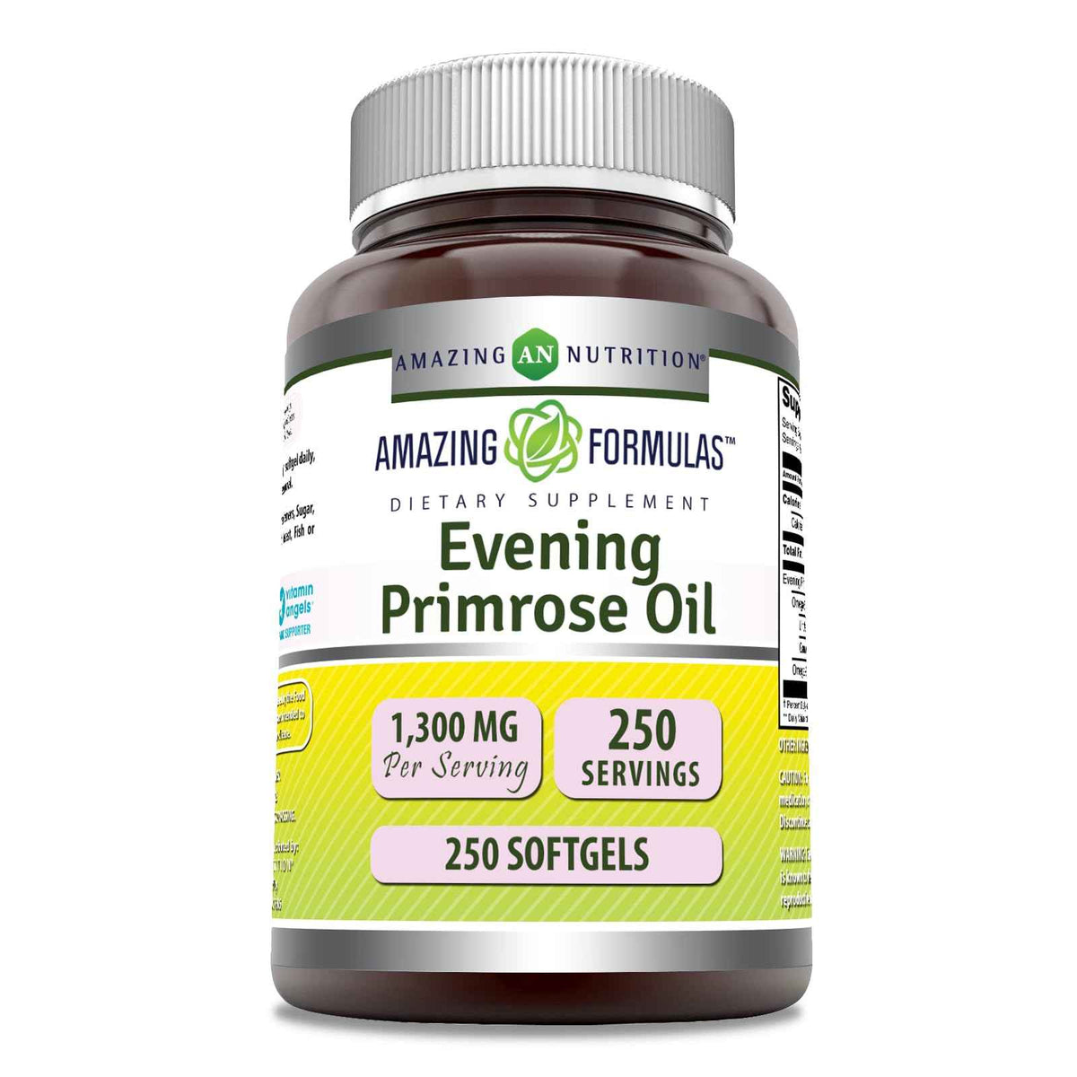 Amazing Formulas Evening Primrose Oil 1300mg, 10% GLA, Softgels Supplement | Hexane Free Cold Pressed Oil | Non-GMO | Gluten Free (250 Count)