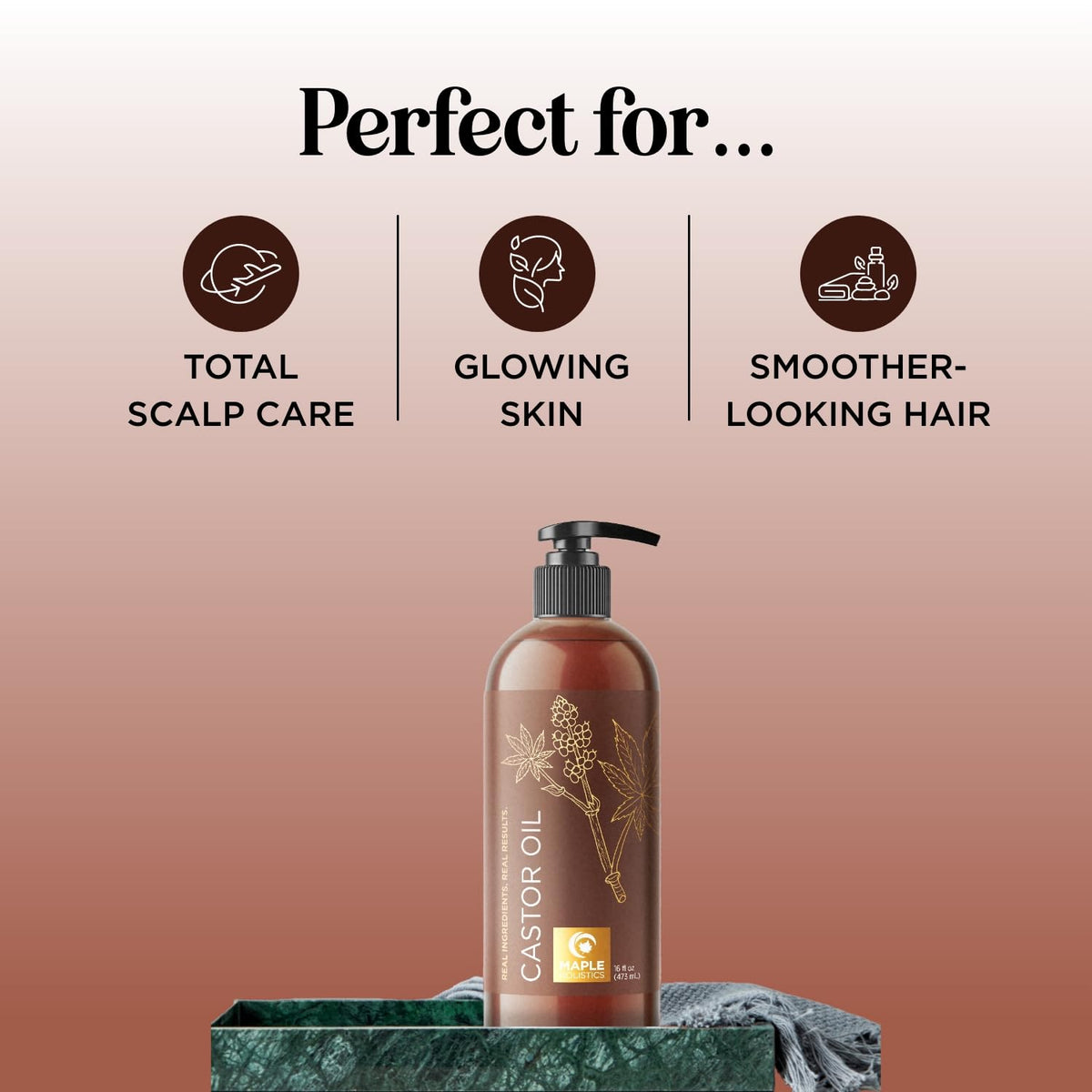 Pure Castor Oil for Body & Skin Care Great for Wraps & Compresses - Castor Oil for Hair Skin