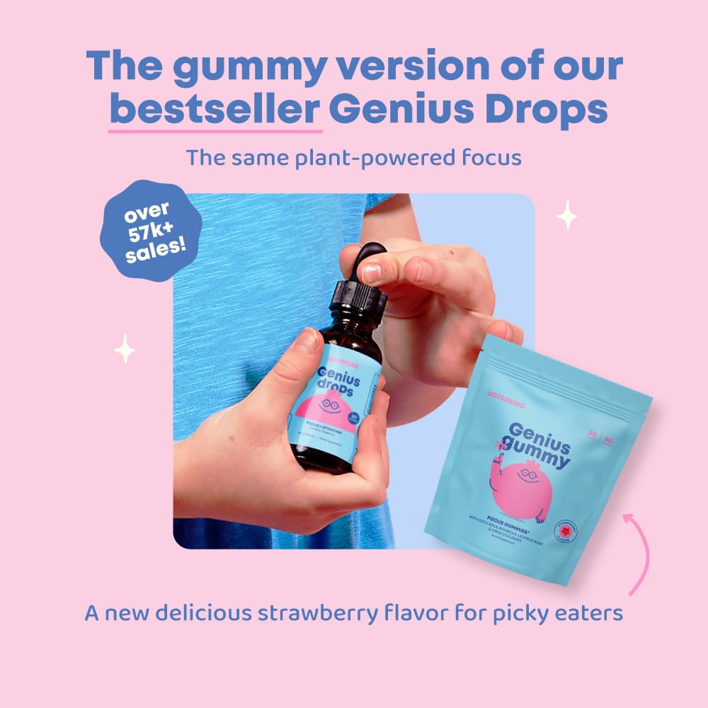 Genius Focus Gummies - Kids Focus Gummies for Increased Attention Natural Herbal