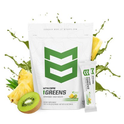 MTN OPS Daily Greens Superfood Powder Stick Packs, Raspberry