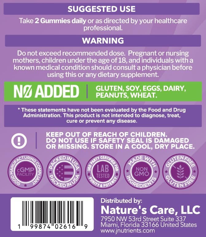 Magnesium Glycinate 600mg Gummies | Support for Sleep, Nerves, Immunity, Heart, Bones & Digestion - Natural Grape Flavor - 60 count