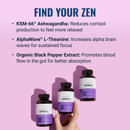 Live Conscious KSM-66 Ashwagandha Supplement w/L Theanine & AlphaWave - ZenWell Everyday Stress Relief, Cognitive, Brain Health - Ashwagandha for Men & Women - 60 Capsules