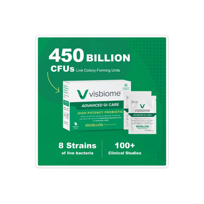 Visbiome® Advanced GI Care High Potency Probiotic, 450B CFU, 30 Packets | Original De Simone Formulation®, Multi-Strain, Refrigerated Probiotics, Low FODMAP Certified, Gluten-Free, Made in USA