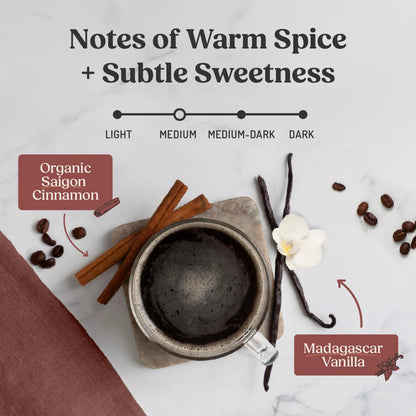 Bulletproof Cinnamon & Vanilla Flavored Ground Coffee, Medium Roast, 10 Oz, Clean Coffee Tested for Toxins, No Artificial Flavors, 100% Arabica Beans