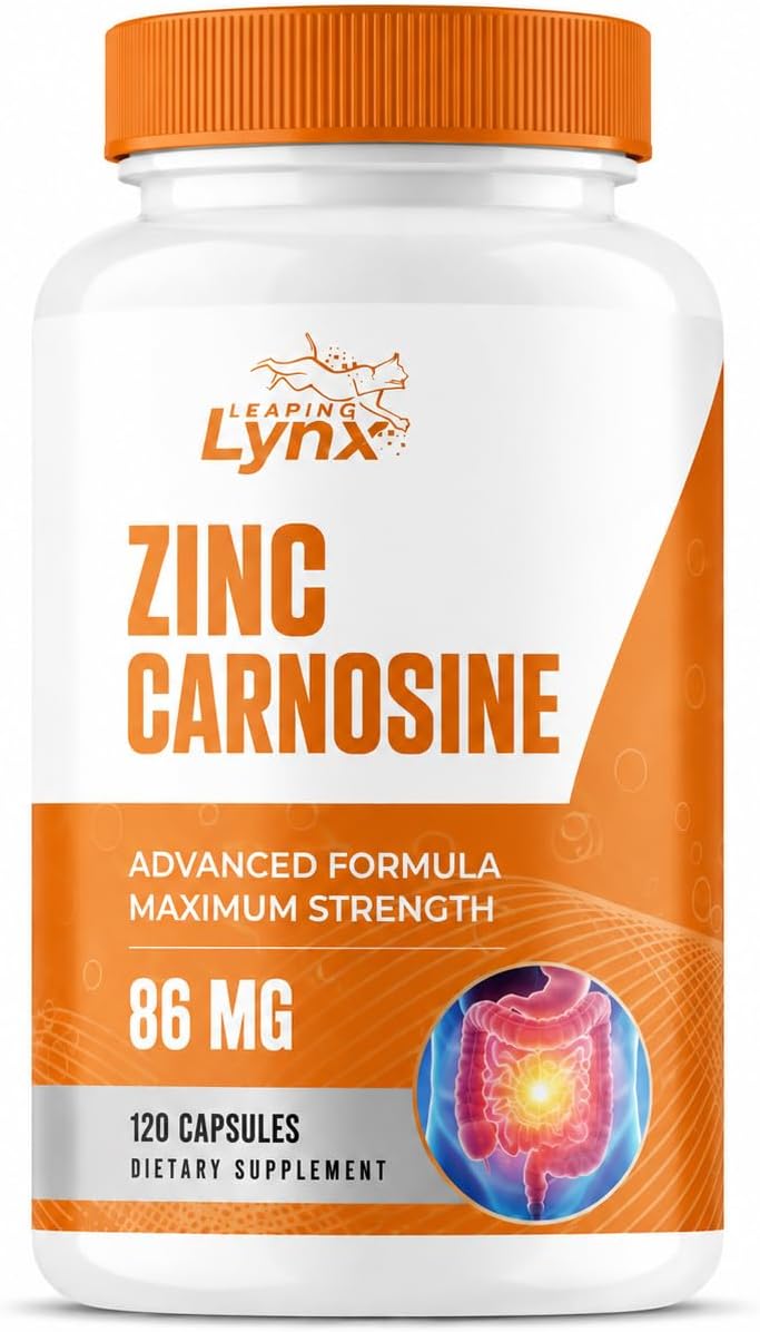 Zinc Carnosine 86 mg – Clinically Studied Zinc + L-Carnosine Complex for Gut Lining & Stomach Support | 120 Capsules (60-Day Supply) | Digestive Comfort, Mucosal Repair & Balance | Non-GMO