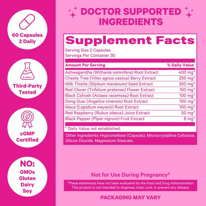 Pink Stork Menopause Supplements for Women with Ashwagandha and Black Cohosh
