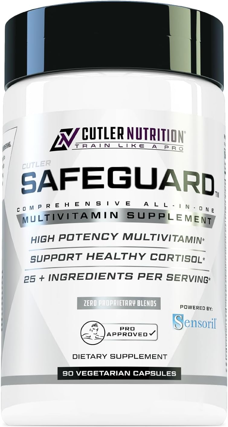 Cutler Nutrition Safeguard Adult Multivitamin with Ashwagandha, 90 Tablets | Unflavored | High-potency daily multivitamin with 25+ vitamins and minerals plus 125mg Sensoril for immune and stress support