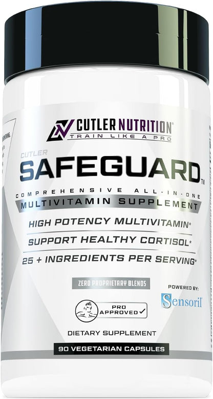 Cutler Nutrition Safeguard Adult Multivitamin with Ashwagandha, 90 Tablets | Unflavored | High-potency daily multivitamin with 25+ vitamins and minerals plus 125mg Sensoril for immune and stress support