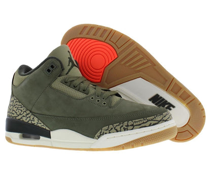 Nike Air Jordan 3 Retro Leather Mens Shoes Size 9.5, Color: Medium Olive/Sequoia