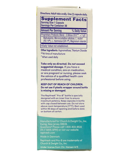 RepHresh Pro-B Probiotic Feminine Supplement FamilyValue 3Pack (30Count)