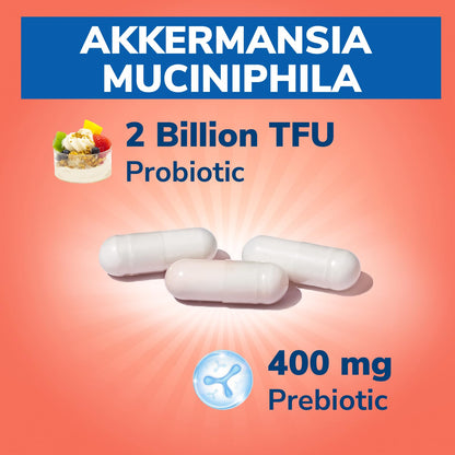 Vitalibre Akkermansia Muciniphila Probiotic 1 Billion TFU, w/Natural Prebiotic Inulin, Naturally Increases GLP-1, Healthy Digestion & Metabolism, Probiotic Supplement for Women & Men, 30 Capsules