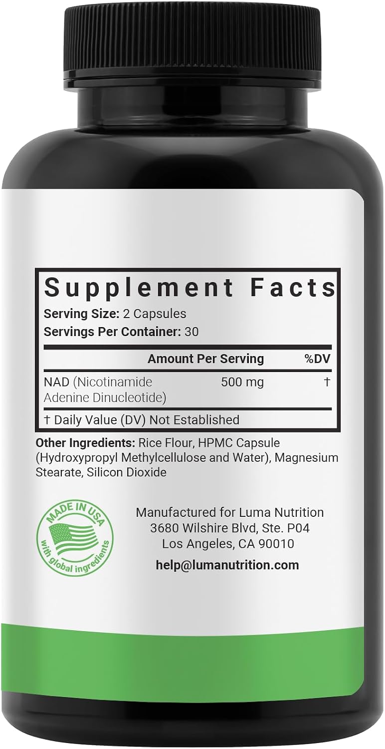 Luma Nutrition NAD+ Supplement 1000mg for Women & Men - 60 Capsules