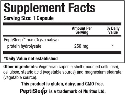 Biotics Research SleepTides - Plant Peptide Sleep Support for Deep and REM Sleep, Bioactive Rice Protein Peptides, Supports Healthy Cortisol Levels, Non-Habit Forming, Gluten, Dairy, GMO Free, 30 Caps
