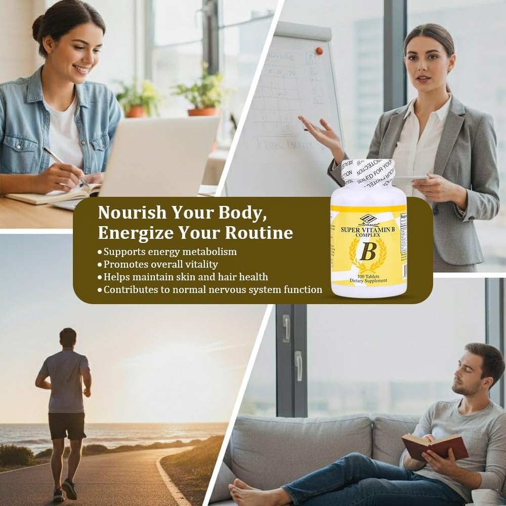Super Vitamin B Complex, B12, B6 & Folic Acid, 100 Tabs