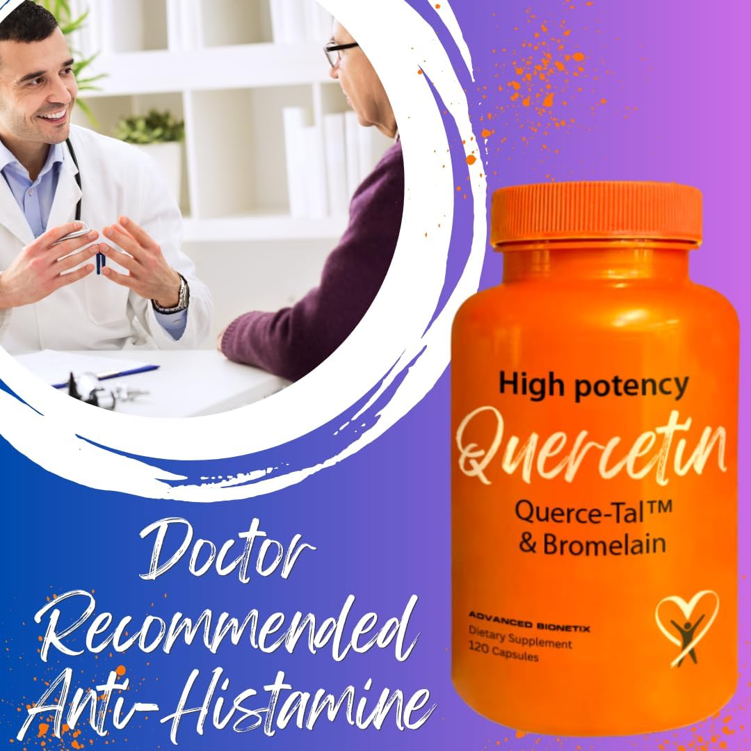 Advanced Bionetix Querce-Tal™ Quercetin + Bromelain 120 Veg Capsules | High Potency Enhanced Absorption Bioavailability. Supports Anti-Oxidant, Flare up Events, Heart Immune Health, Packaging May Vary