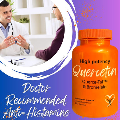 Advanced Bionetix Querce-Tal™ Quercetin + Bromelain 120 Veg Capsules | High Potency Enhanced Absorption Bioavailability. Supports Anti-Oxidant, Flare up Events, Heart Immune Health, Packaging May Vary