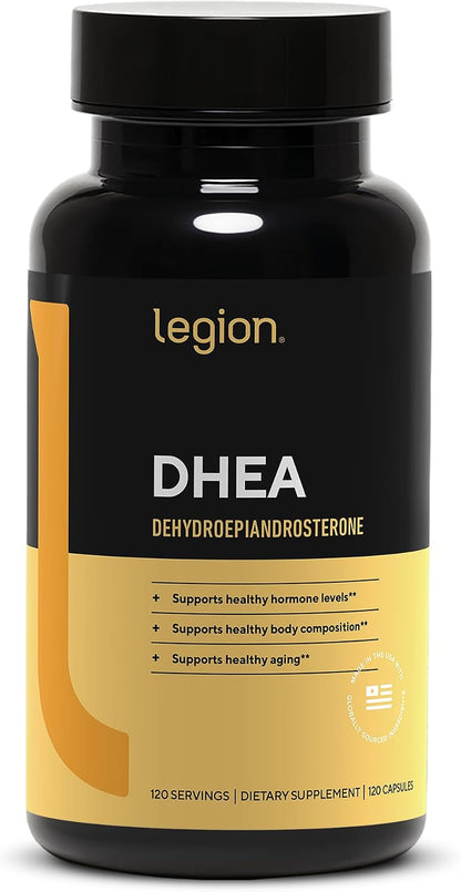 LEGION DHEA 50mg Supplement for Men & Women – Supports Hormone Balance & Wellness, Helps Maintain Energy, Immune System & Bone Strength, Naturally Sweetened, Non-GMO, Gluten-Free (120 Servings)