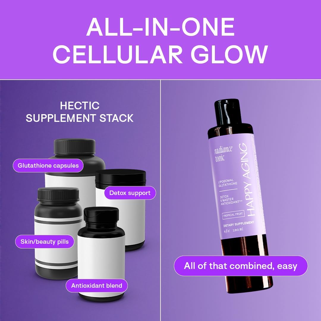 Happy Aging Liposomal Glutathione Liquid for Women | 30 Servings | Supports Liver Detox, Antioxidant Protection & Clear Skin | Liquid Glutathione Supplement for Radiant Skin Glow
