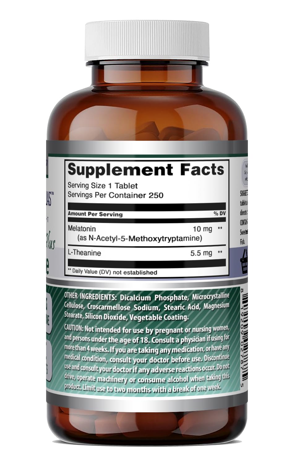 Amazing Formulas Melatonin 10 Mg Plus L-Theanine 5.5 Mg Supplement | Tablets | Non-GMO | Gluten Free | Made in USA | (1 Pack, 120 Tablets)