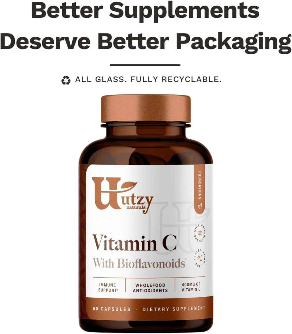 Utzy Naturals Vitamin C Complex | 400 mg | 60 Capsules
