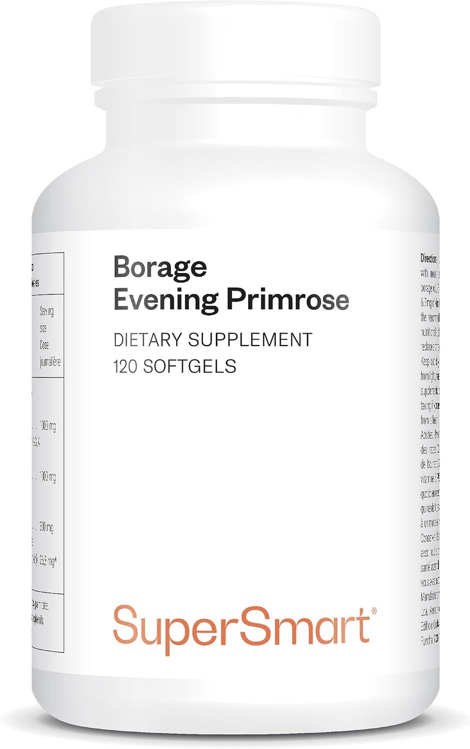Supersmart - Borage & Evening Primrose (High Potency) - GLA Oil Gamma Linolenic Acid Cold Pressed - with Vitamin E, Borage Oil & Evening Primrose Oil Supplement | Non-GMO & Gluten Free - 120 Softgels