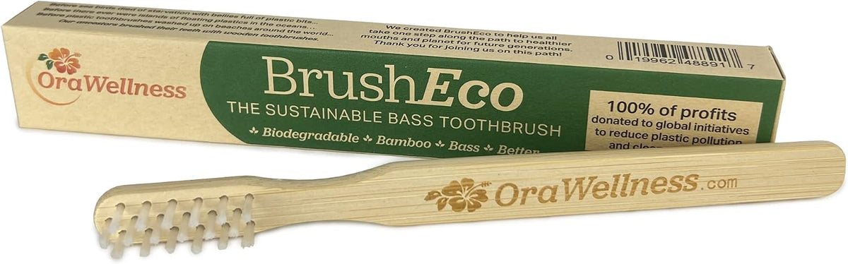 OraWellness Nut Free Healthy Mouth Blend Organic Toothpaste Alternative, 3 Pack + BrushEco Bamboo Toothbrush with 3 Rows, 3 Pack, to Reduce Gum Disease, Promote Healthy Teeth and Gums