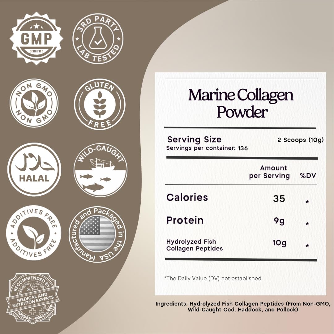 Zen Principle Marine Collagen Peptides Powder 3 lb. Wild-Caught Fish, Non-GMO. Supports Healthy Skin, Hair, Joints and Bones. Hydrolyzed Types I, II, III & IV Protein. Amino Acids. Easy to Mix.