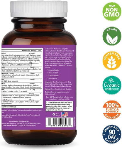 PURE ESSENCE LABS LifeEssence Women's Formula - World's Most Energetic Multiple - The Master Multiple - 120 Tablets
