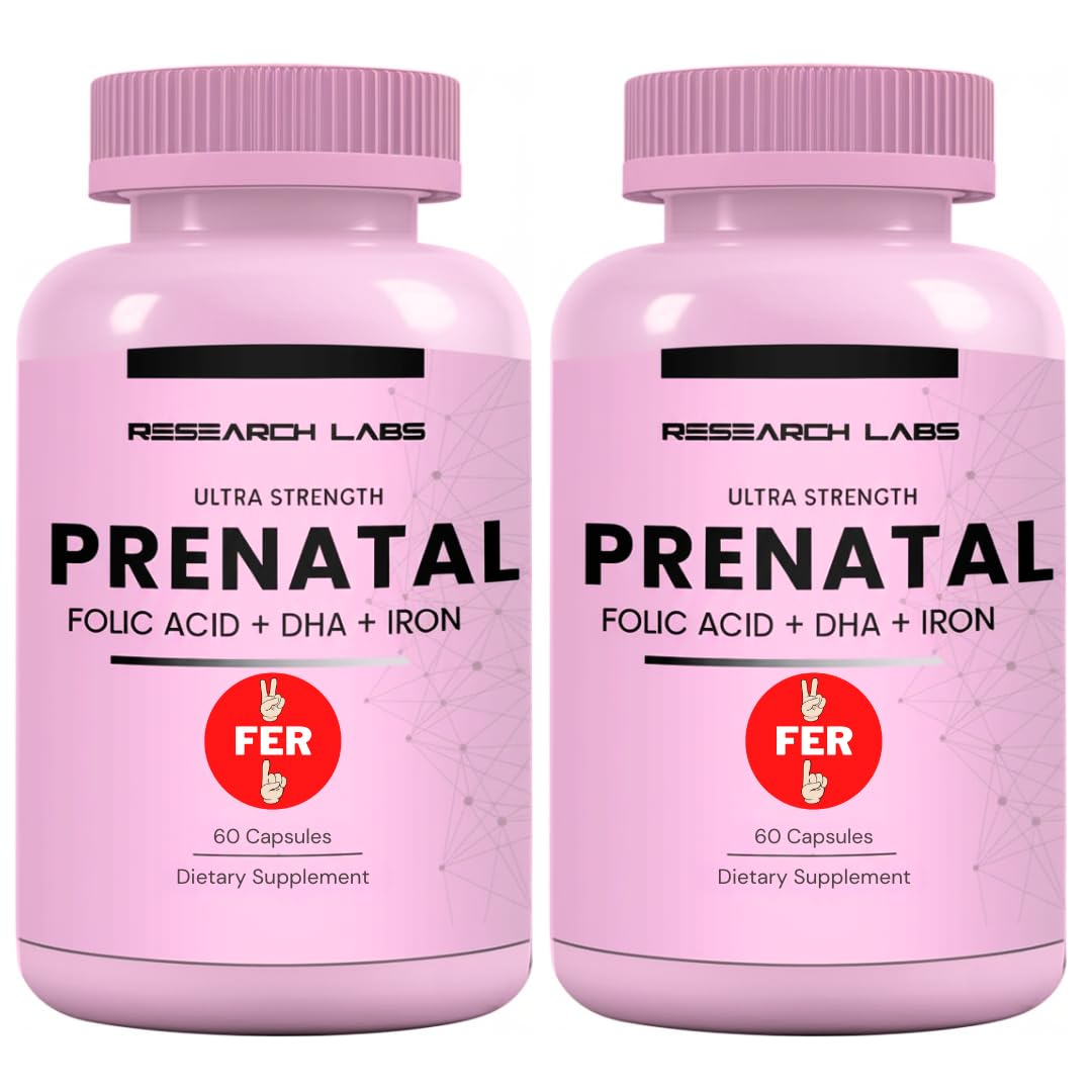 Research Labs Prenatal Vitamins for Women 2 Fer 1 Ad: 6X More Bioavailable Methylated Folate Folic Acid MTHF 5 | Supports Brain Development, Healthy Growth