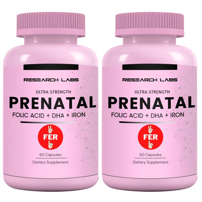 Research Labs Prenatal Vitamins for Women 2 Fer 1 Ad: 6X More Bioavailable Methylated Folate Folic Acid MTHF 5 | Supports Brain Development, Healthy Growth