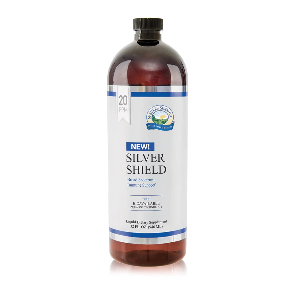 Nature's Sunshine Silver Shield Liquid, 16 Fl Oz | Colloidal Silver Liquid with Aqua Sol Technology Provides Immune Support and Protection