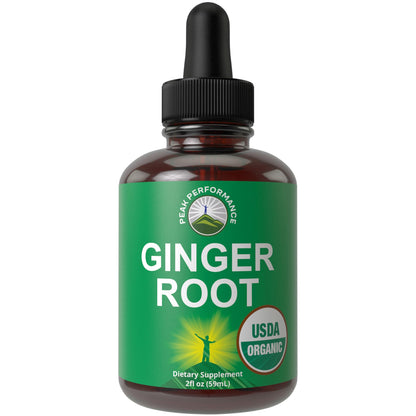 USDA Organic Ginger Root Extract Liquid Drops. Zero Sugar, Non Bitter Vegan Ginger Oil Supplement for Immune, Digestive + Gut Support. High Bioavailability, Gluten Free for Women and Men. Take Orally