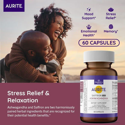 Saffron Ashwagandha & Saffron Supplement Bundle. Stress Management, Mood Support, Long-Term Memory, Vegetarian Friendly, Non-GMO, Gluten-Free, Soy-Free