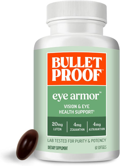Bulletproof Eye Armor Supplement Softgels, 60 Count, Supplement for Eye Health and Blue Light Protection