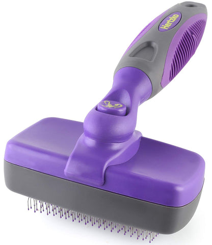 Hertzko Dog & Cat Brush, Dog Brush for Shedding, Cat & Dog Grooming, Self Cleaning 