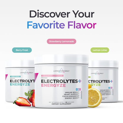 Livingood Daily Electrolytes Powder Strawberry Lemonade, 30 Servings - 4in1 Hydration Powder with Vitamin C, Taurine, D Ribose & FOS, Sugar Free Electrolyte Drink Mix, Keto, Gluten Free - Made in USA