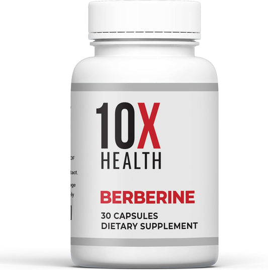 10X Health Berberine - 500mg, 30 Capsules | Dihydroberberine: 500mg for Better Absorption, Cardiovascular & Gut Health Support