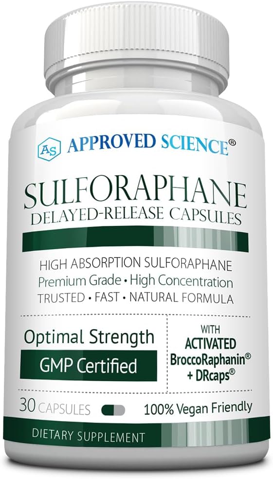Approved Science Sulforaphane Delayed Release Capsules - 200mg Broccoli Seed Extract (BroccoRaphanin), 300mg Broccoli Powder - Vegan Sulforaphane Supplement - Pack of 1
